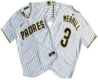 Men%27s San Diego Padres #3 Jackson Merrill White Pinstripe Limited Stitched Jersey